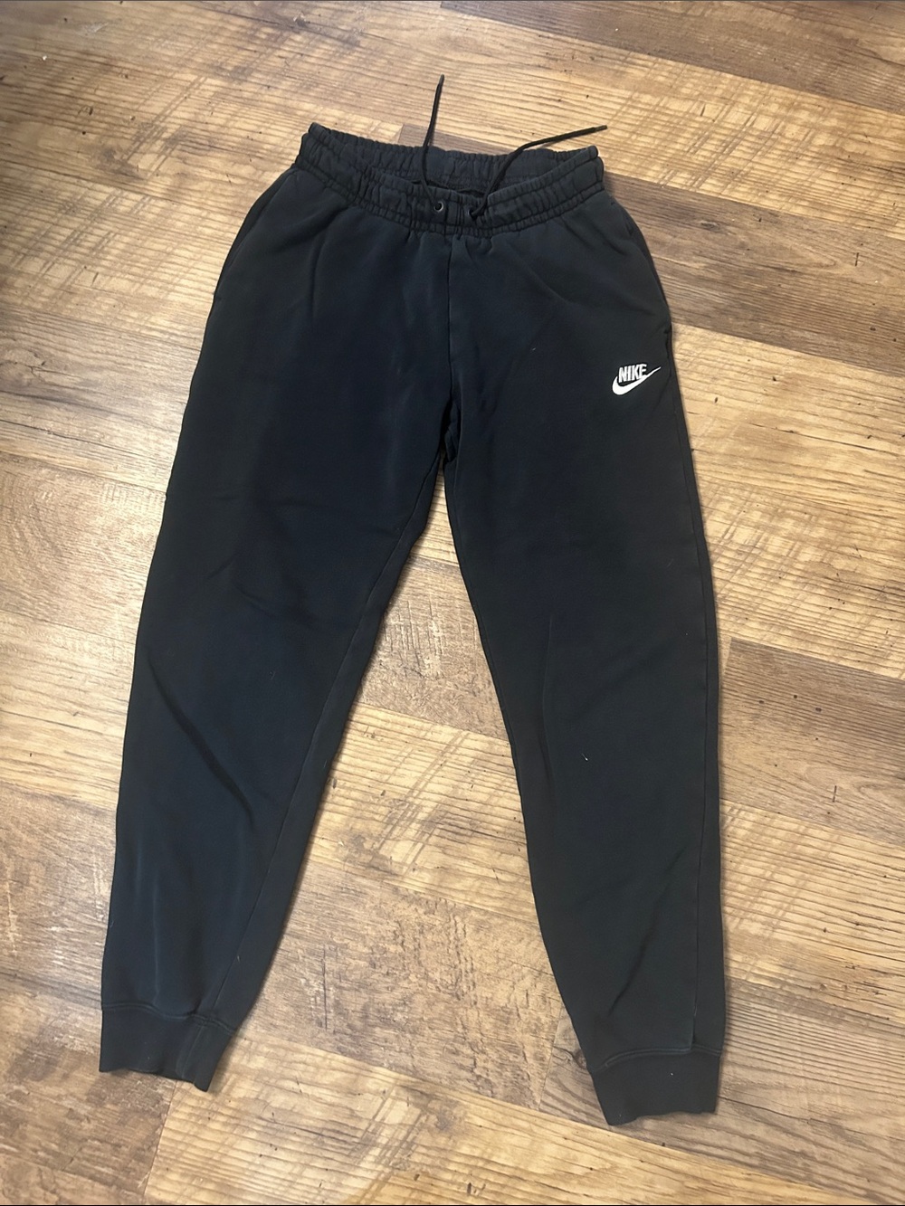 Nike Kids Black Jogger Sweatpants with White Swoosh